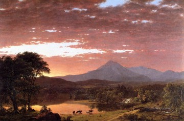 クタドン山 別名カターディン山の風景 ハドソン川フレデリック・エドウィン教会 Oil Paintings